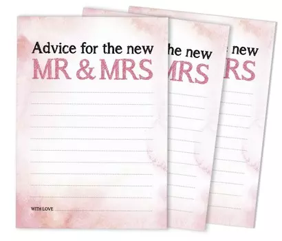 Inkdotpot Set of 50 Advice for The New Mr and Mrs Black Advice Cards Wedding Dcor, Guestbook Alternative Watercolor 5x7 inches 5 x 7 Inches чёрный