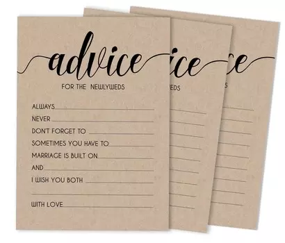 Inkdotpot Set of 50 Advice for The Newlyweds, Bride and Groom Rustic Wedding Dcor, Guestbook Alternative, Kraft Advice Cards 5x7 inches 5 x 7 Inches чёрный