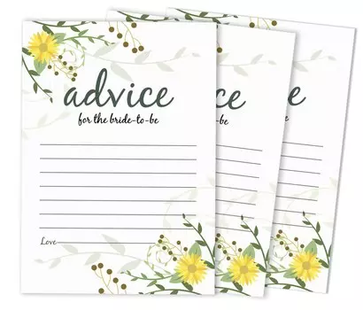 Inkdotpot Set of 50 Advice for The Bride to Be Classic Floral Bachelorette Party Advice Cards, Hen Party Activity 5x7 inches 5 x 7 Inches чёрный