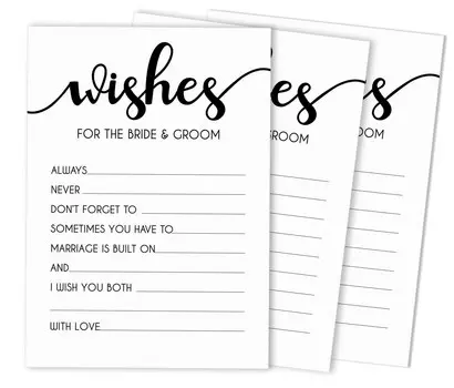 Inkdotpot Set of 50 Wishes for The Bride & Groom, Mr and Mrs Advice Cards Classic Wedding Dcor, Guestbook Alternative 5x7 inches 5 x 7 Inches чёрный