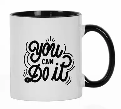 Inkdotpot You Can Do It 11 унций Керамическая кружка для кофе Забавная новинка вдохновляющий подарок для сотрудника Boss Coworkers 11oz чёрный