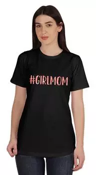 Inkmeso #Girlmom Графическая футболка с коротким рукавом Женская хлопковая футболка Повседневная блузка 3XL чёрный