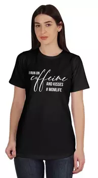 Inkmeso I Run On Coffeine And Kisses #Momlife Графическая футболка с коротким рукавом 3XL темно-синий
