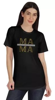 Inkmeso Mama Графическая футболка с коротким рукавом Женская хлопковая футболка Повседневная блузка 3XL чёрный