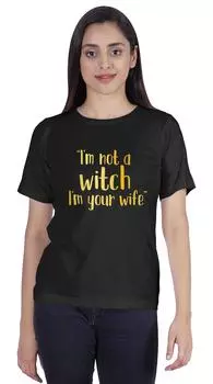 Inkmeso Женская футболка I m Not A Witch I m Your Wife Graphic Witchy Marriage Рубашка из джерси с короткими рукавами 3XL зелёный
