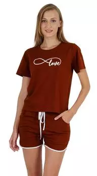 Inkmeso Женская пижама с графическим принтом Пижамный комплект Love Sleep Shorts Small малиновый