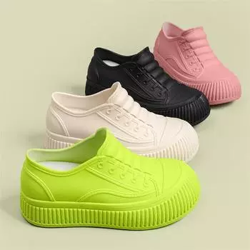 Inner Elevation Rain Boots Женские стильные короткие резиновые туфли 2024 Низкие водонепроницаемые туфли для женщин Широкие толстые галоши Новые CN 36