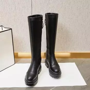 Inner Heightening Boots Women s Platform Shoes New Autumn Winter Chain High Boots Casual Velvet Knight Boots Women Shoes 34
