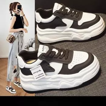 Inner Heightening Women s Shoes Leather Little White Shoes Spring and Summer New Versatile Muffin Thick Baseplate Shoes Casual Sports Shoes 35