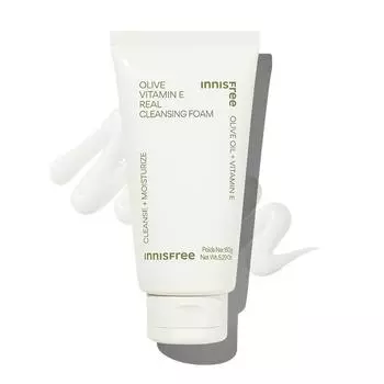 Innisfree Пенка для умывания Olive Vitamin E Real Cleansing Foam 150 г 150 мл, 1 шт., Корейская косметика