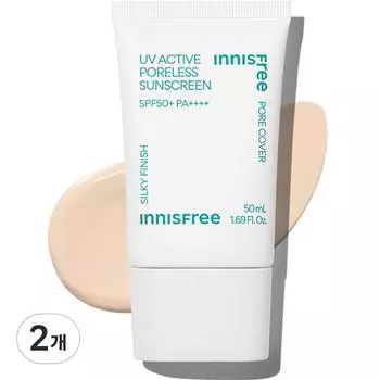 Солнцезащитный крем Innisfree UV Active Poreless SPF50+ PA++++, 50 мл, 2 шт.
