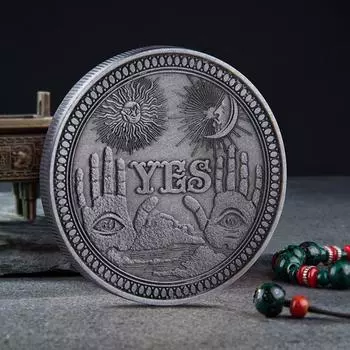 Иностранная валюта, Иностранный антикварный памятный знак, Значок иностранной торговли, Зеленый, Новое решение, Да/нет памятный знак One Size светло-серый
