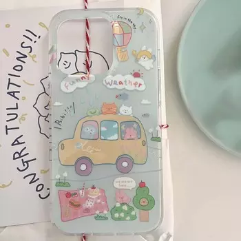 Ins 2023 автомобильный торт в виде ракушки кролика для Iphone 14 Pro Max сладкий смайлик со звездами для Iphone 11 12 13 Promax чехол для телефона с милым животным For iphone 14pro
