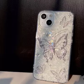 Ins бабочка мультяшный чехол для Iphone 13 12 Promax 11 14 Pro Max Imd Shiny Relif 3d милый чехол для телефона красивая задняя крышка Капа For iphone 12