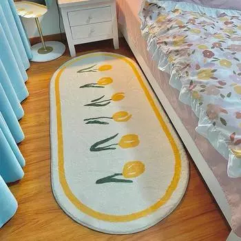 Ins Flower Pattern Carpets Creative Printed Floor Mat Коврик в корейском стиле для гостиной, спальни, прикроватный ковер 40x60cm