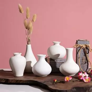 INS Flower Vase Decoration Ceramic Small Vase White Crafts Flower Bottle Living Room CeramicThe Nordic Minimalist Style