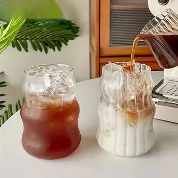 Ins Glass Cup 500ML 16OZ термостойкий стакан для напитков прозрачная кружка для чая сока молока кофе домашняя вода стаканы полосатая кружка 401-500ml