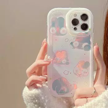 Ins Hollow Laser Rabbit Shell Fundas для Iphone 13 11 Promax 14 Pro Max 12promax силиконовый мягкий чехол для телефона с кроликом Conque For iphone 14promax