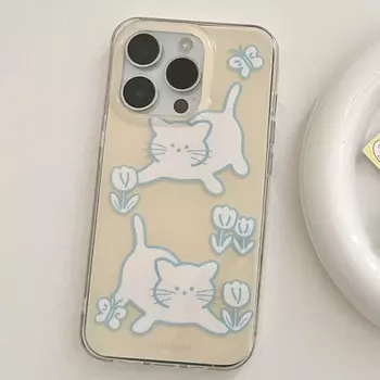 Ins Imd Yellow Cat Cartoon Butterfly 2023 Новый чехол для телефона для Iphone 13 11 Promax 12 14 Pro Max задняя крышка Capa Shell Fundas For iphone 14promax