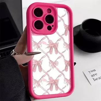 Ins корейский чехол для телефона с бантом для iPhone 12 11 13 14 15 Pro Max чехол для iPhone XR XS X 7 8 Plus SE мягкий силиконовый чехол с бантиком For iPhone 15Pro Max