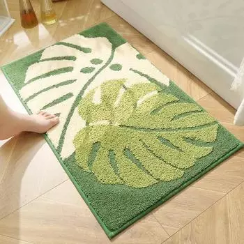Ins Light Luxury Leaf Plant Жаккардовый коврик для ванной комнаты Нескользящий коврик для пола Впитывающий коврик для пола Коврик для двери Нескользящий коврик для пола Коврик для спальни 40x60cm