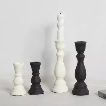 ins Nordic retro Roman column ceramic candlestick living room table decoration ornaments European style home candlestick base decoration HP470-1W Small Candlestick