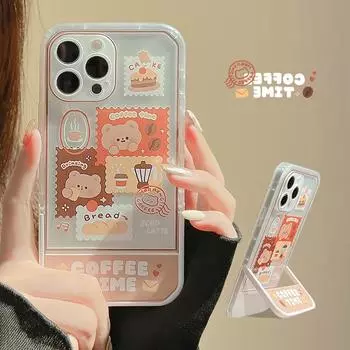 Ins Shell для Iphone 12 13 Promax 8 7 Plus Se2020 Xsmax X Xr 11 14 Pro Max держатель-подставка с мультяшным медведем Sweet Label торт чехол для телефона for iphone XR