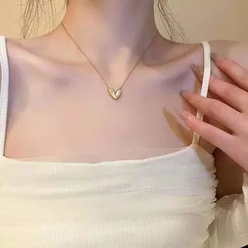 Ins Shell Love Heart кулон ожерелье простой золотой цвет ключицы цепочка ожерелье для женщин ювелирные изделия подарок