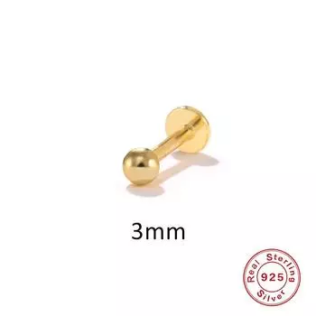 Ins Simple Ball Round Bead S925 Sterling Silver Stud Earrings 16G Flat Head Thread Puncture Cartilage Stud Earrings