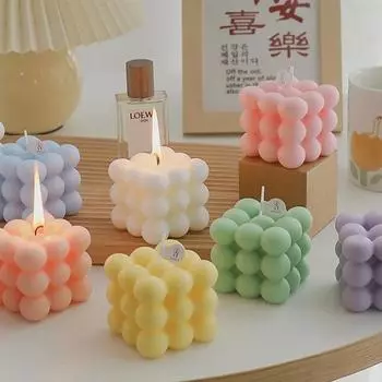 Ins Style Bubble Cube Candle Handmade Scented Candle Aromatherapy Soy Wax Candle Wedding Birthday Candles Party Home Decoration белый