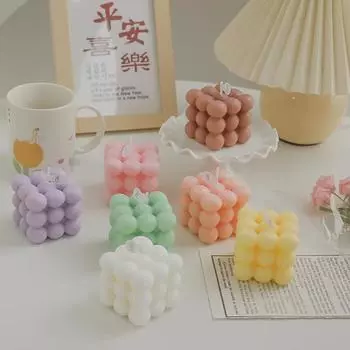 Ins Style Bubble Cube Candle Handmade Scented Candle Aromatherapy Soy Wax Candle Wedding Birthday Candles Party Home Decoration зелёный