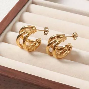 INS Style Niche Fashion Серьги из нержавеющей стали, трехсекционные серьги, персонализированные высококачественные серьги для женщин