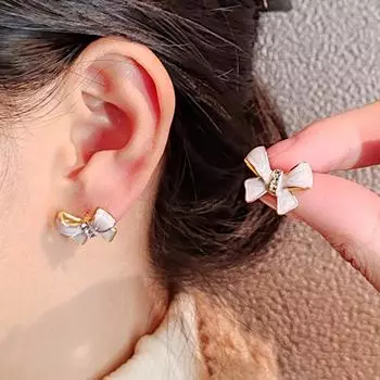 Ins Style Простые серьги-бантики Женские серьги-гвоздики Tide Sweet Temperament High-End Серьги