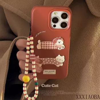 Ins Style Retro Red Three-dimensional Cartoon for Iphone 16 15 14 13 12 11 Pro Max Silicone Soft Case 16promax
