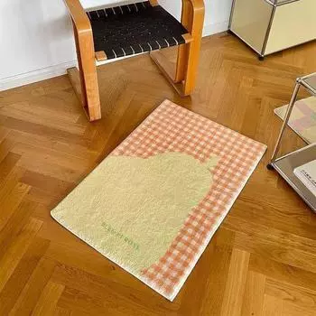 Ins Style The Same Checkerboard Bedroom Bed Blanket Living Room Coffee Table Mat Cute Room Carpet Bathroom Door Mat 40 * 60CM (imitation cashmere thick)