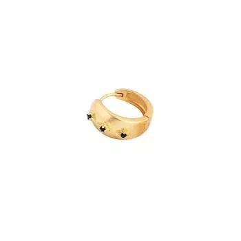 Ins Unique Heavy Industry Matte Gold Geometric Design Ear Buckle Personality Retro Small Blue Diamond Sunflower Earrings