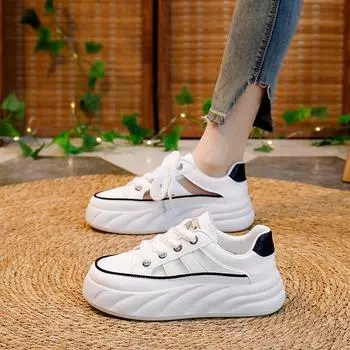 INS White Shoes Женская летняя новая платформа, увеличивающая рост, дышащая повседневная обувь 35
