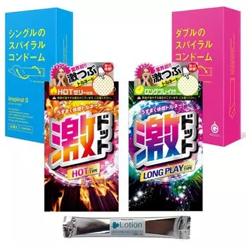 Inspiral S Inspiral W Geki Dot Long Play Type Hot Type Condom с 1 лосьоном Gex Set