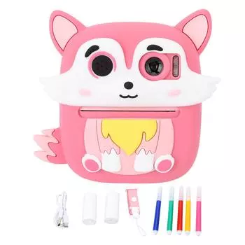 Instant Print Digital Camera 48MP 1080P HD Dual Lens Cute Cartoon Thermal Instant Camera with 2.4