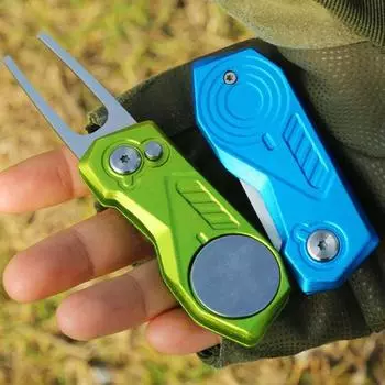 Инструмент для ремонта Switchblade Golf Divot, шариковый маркер, инструменты из алюминиевого сплава, инструменты для мини-гольфа, складная кнопка, зеленая вилка для гольфа чёрный