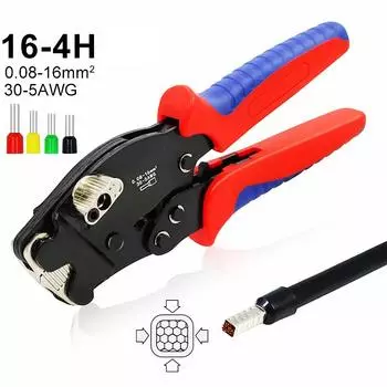 Инструменты для обжима трубчатых клемм 0,08–16 мм/30–5AWG, мини-клещи. Регулируемая ручка для управления обжимом электрических зажимов.