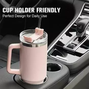 Insulated Tumbler with Hanlde 1200ml Metal Stainless Steel Vacuum Portable Straw Cup Large Thermal Mug for Hot and Cold Coffee 1200ml