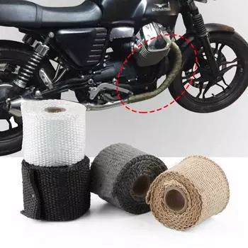 Insulation Tape Anti-hot Motorcycle Exhaust Header Pipe Tape Heat Insulator Wrap 50mmx1m Glass Fiber Motorbike Muffler Protector чёрный