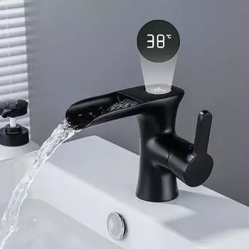 Интеллектуальный цифровой дисплей кран для горячей и холодной воды для ванной комнаты, умывальник, кран для горячей и холодной воды белый