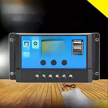 Интеллектуальный ШИМ-контроллер солнечной батареи 10A-60A с двумя USB, автоматическим определением 12 В/24 В 10A 12V/24V