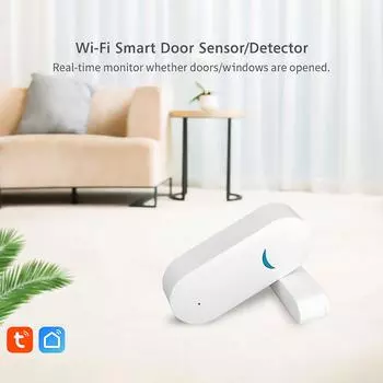 Интеллектуальный Wi-Fi дверной датчик, оконная сигнализация, совместимая с беспроводным управлением Alexa и Google Home белый