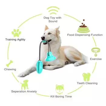 Interactive Large Dog Toy Suction Cup Leaking Slow Feeder Puppy Chew Toys For Small Dogs Molar Bite Toothing Clean Pet Supplies зелёный