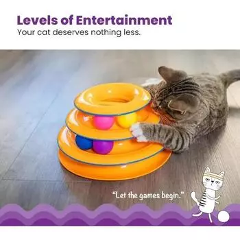 Интерактивная игрушка для кошек Башня, игрушка-трек для кошек с вращающимися шариками, умственный и физический тренажер, веселая игра-головоломка для активных кошек, игрушка для домашних животных розовый
