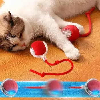 Интерактивная игрушка для кошек, мячик, супер-драйв, катящиеся шарики с длинным хвостом, активируемые датчиком движения, автоматические игрушки для кошек