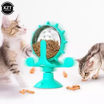 Интерактивная игрушка с утечкой на 360 градусов для маленьких кошек и собак, оригинальная медленная кормушка для собак, забавное колесо для собак, игрушки для домашних животных, протекающий мяч для домашних животных синий